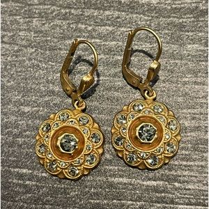 Gold and Crystal Dangle Earrings